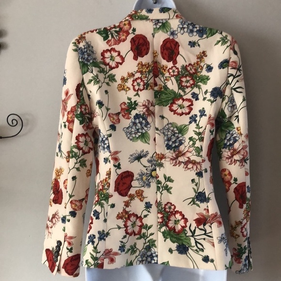 Zara Size S Floral Print Button Front Blazer Jacket SM Pockets Lined Art to Wear - Picture 9 of 16